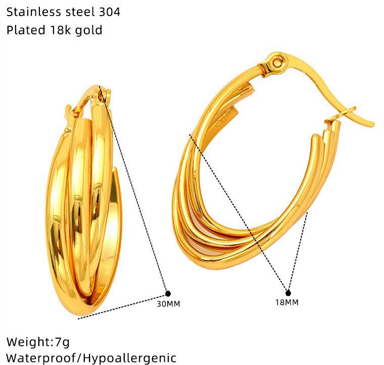 Wholesale Stainless steel wrapped gold geometric earrings