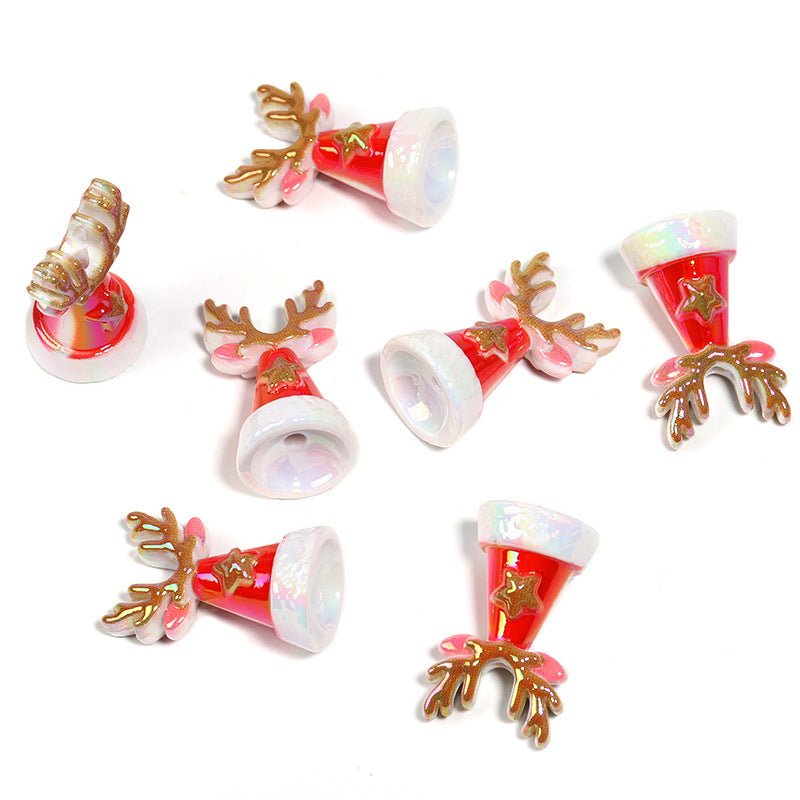 Wholesale 50pcs Diy Creative Christmas Santa Hat Snowflake Antler Beads