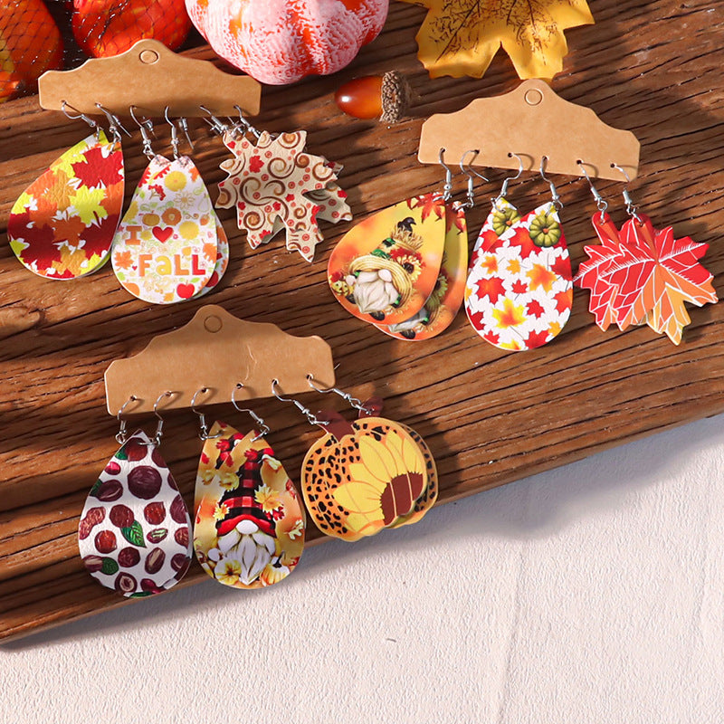 Wholesale Thanksgiving Maple Leaf Pumpkin earrings