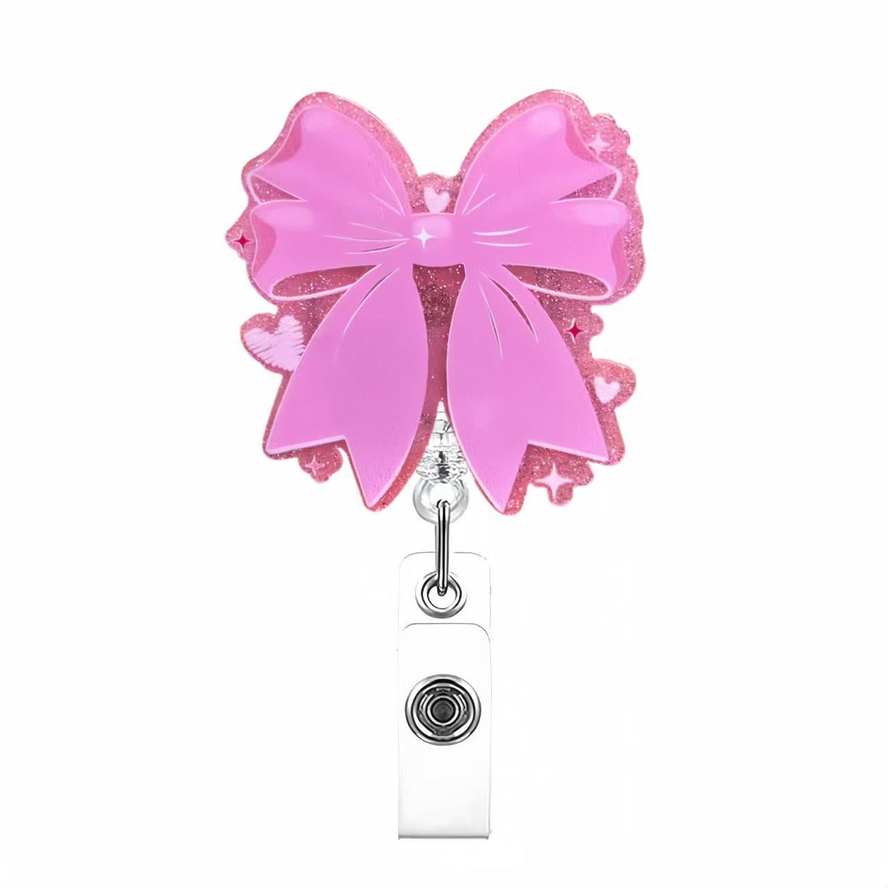 Wholesale Pink cherry medical staff with diverse bows Badge Reels