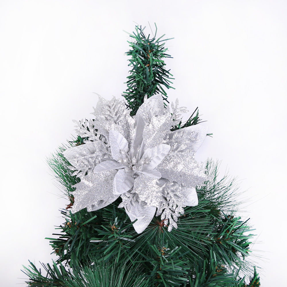 Wholesale Christmas Plastic Gold Powder Flower Christmas Tree Decoration Accessories