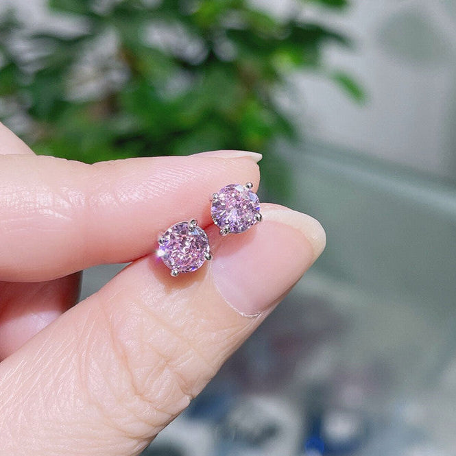 Wholesale Colored zircon four  prong stud earrings