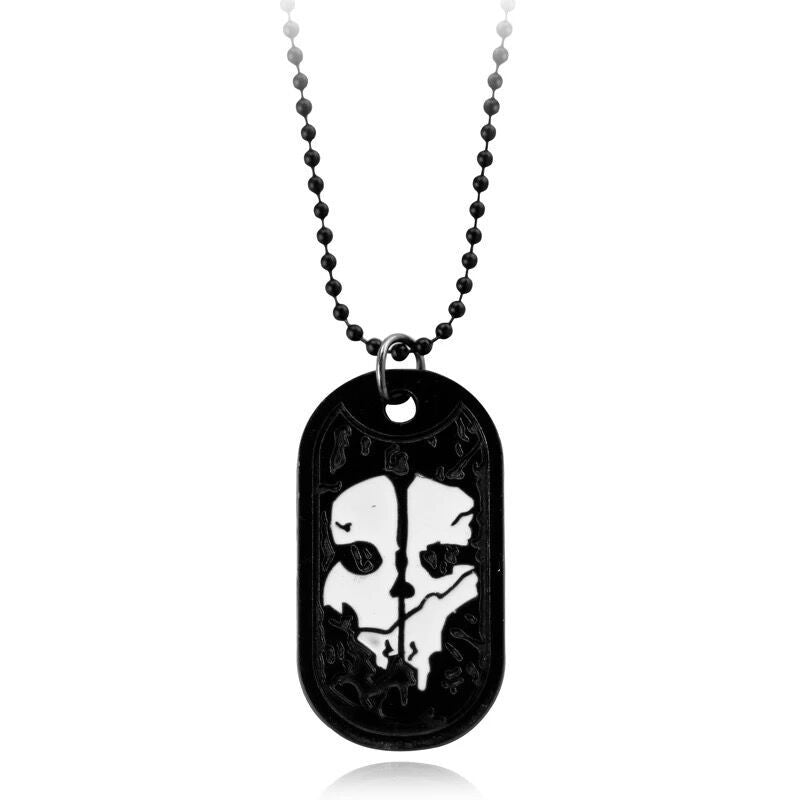 Wholesale Skull Long Brand Pendant Exaggerated Punk Style Military Necklace