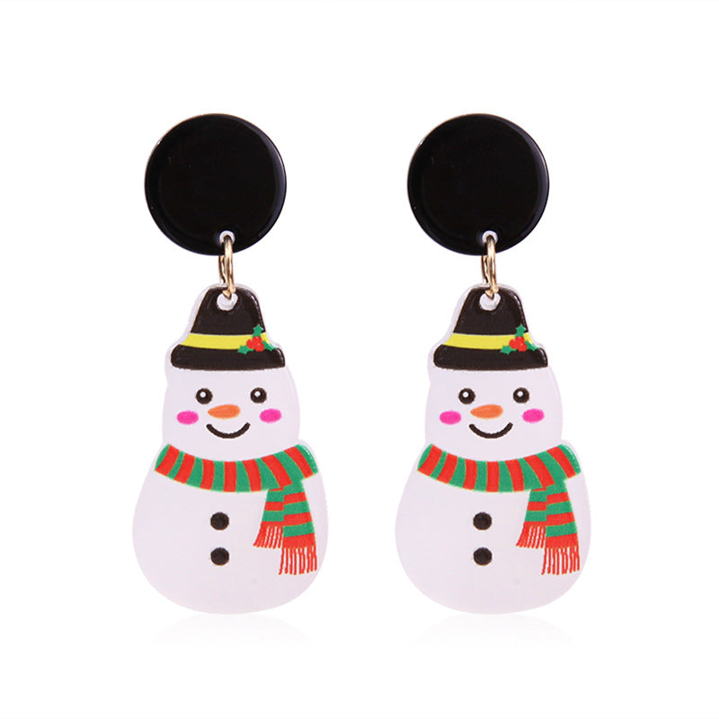 Wholesale Acrylic Christmas Earrings Festive Snowflake Snowman Wreath Design Trendy Jewelry Accessory Gift