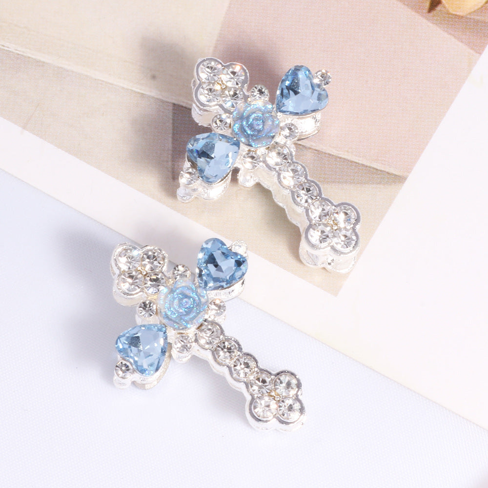 Wholesale 6 pcs/pack double-sided alloy flower-shaped cross DIY jewelry accessories