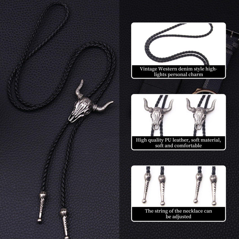 Wholesale Western cowboy long pendant sweater chain leather
