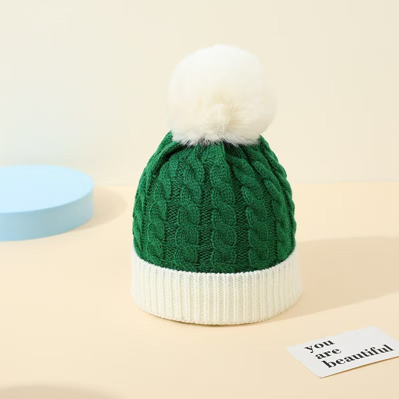 Wholesale Pom-pom  belt hat knitted wool hat