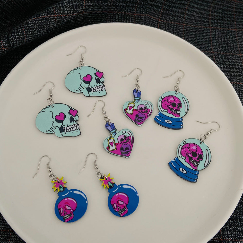 Wholesale Halloween series Bat Skeleton Acrylic Earrings