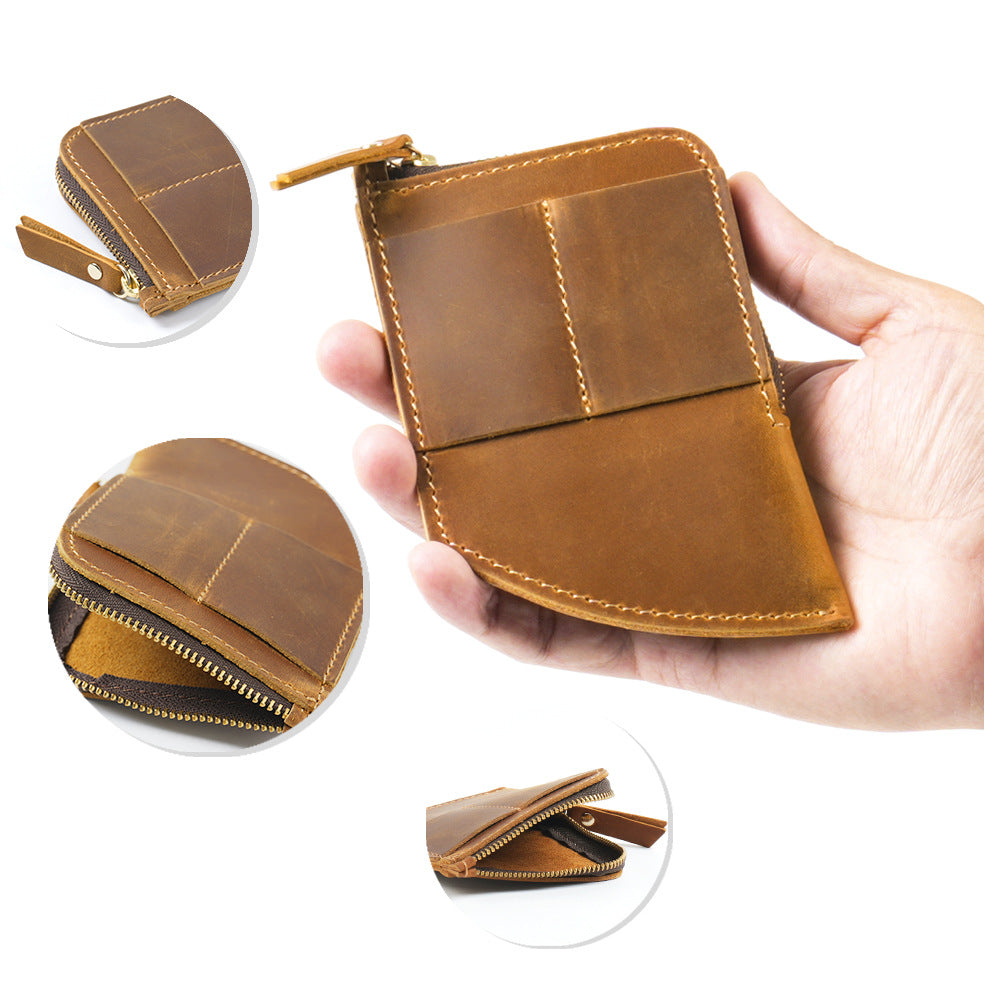 Wholesale Cowhide Mini Zip Wallet