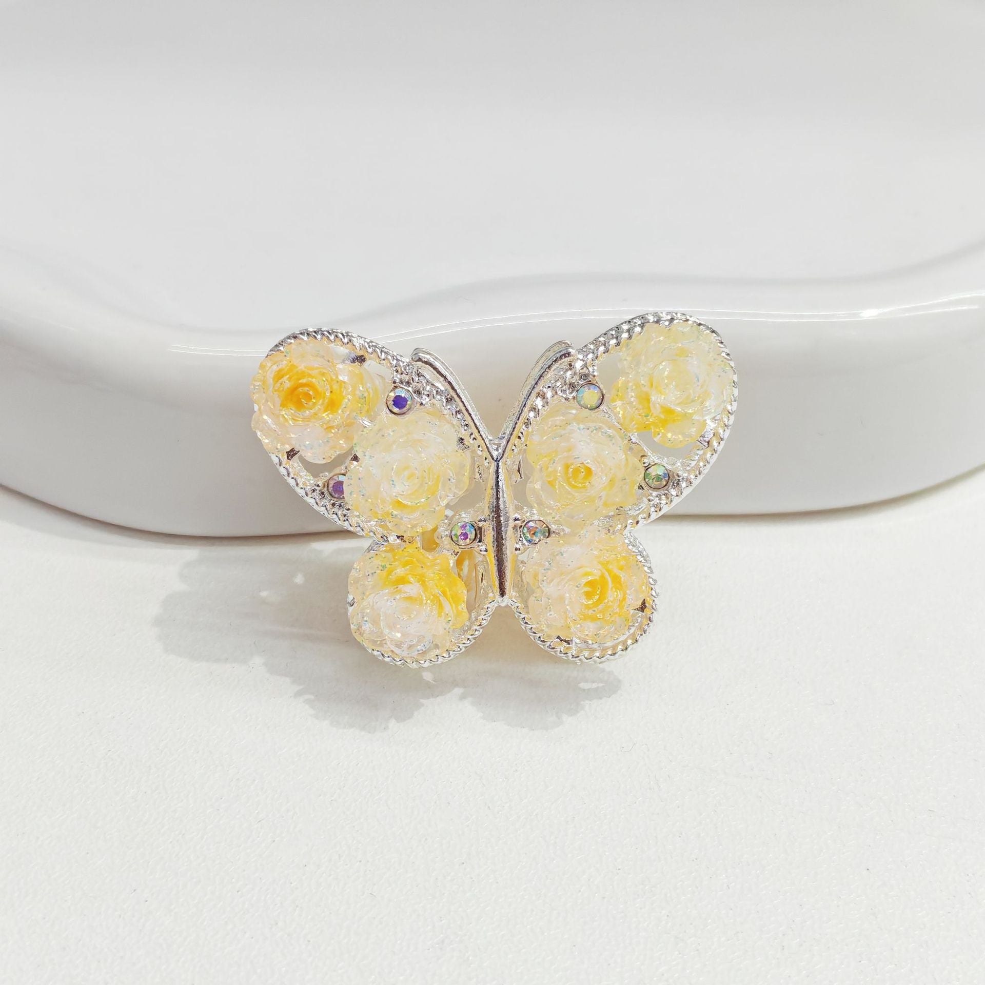 Wholesale 10pcs Retro Rose Butterfly Alloy Diamond Ball Beads