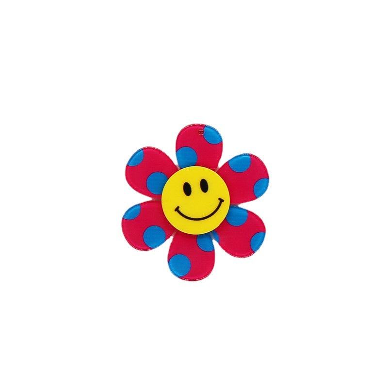 Wholesale 10pcs Retro Colorful Dots Smiley Face Flower Accessories FlatBack