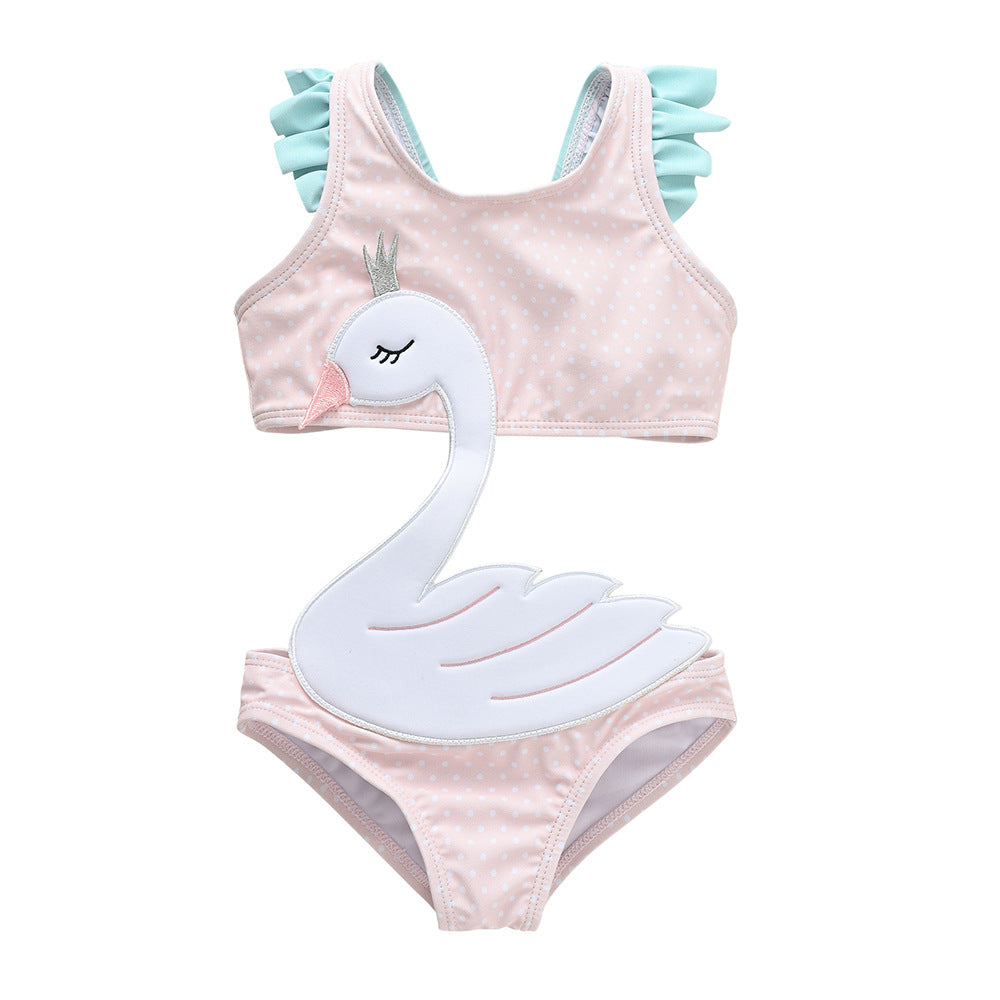 Wholesale Children's swimsuit one-piece girls cartoon swimsuit girls medium and large children quick-drying triangle hot spring swimsuit