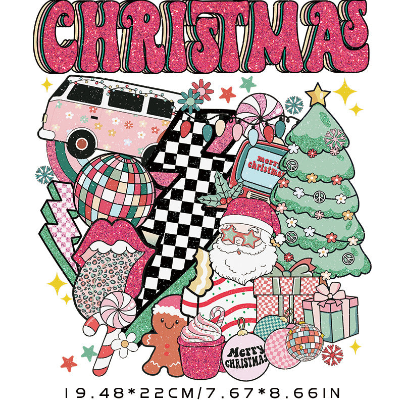 Wholesale  Christmas Hot Stamping Pattern Sticker T-shirt Printing Hot Stamping Heat Transfer in stock Pattern Hot Stamping