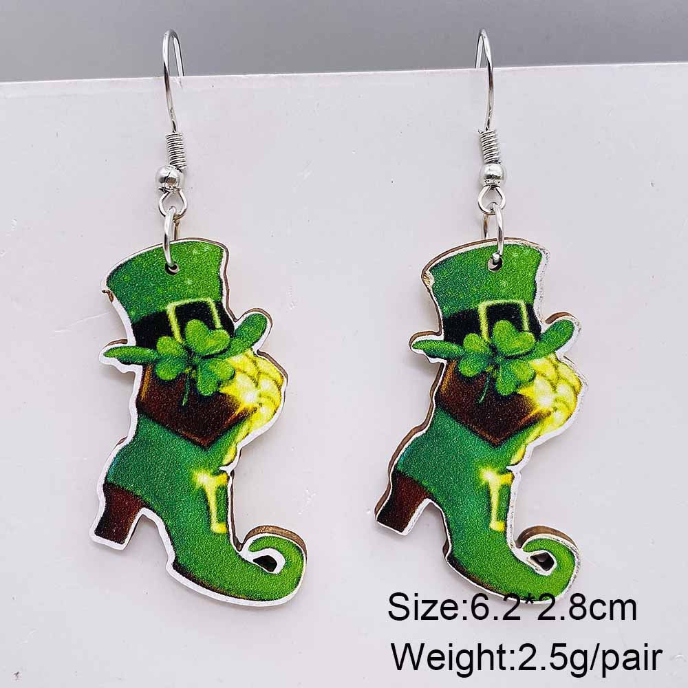 Wholesale St. Patrick's Day Irish Clover Penguin Owl Wooden Earrings