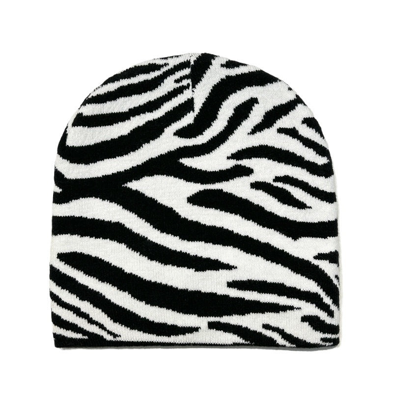 Wholesale Acrylic Black and White Zebra Patterned Wool Hats