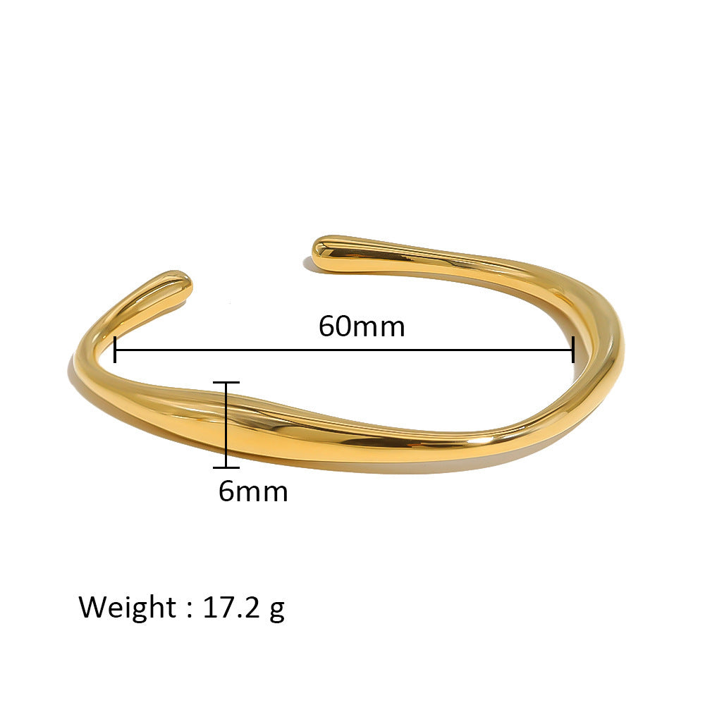 Wholesale irregular smooth asymmetric stainless steel bracelet
