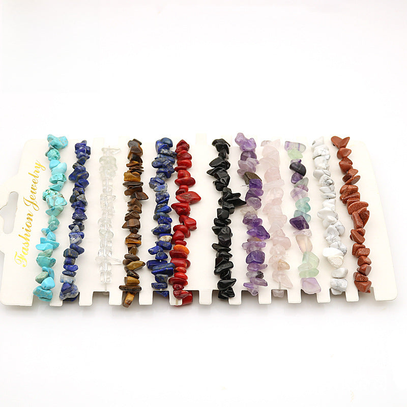 Wholesale 5pcs natural crystal gravel elastic bracelet colorful gravel bracelet
