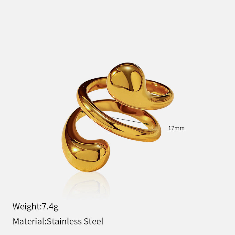 Wholesale Trendy Glossy Open Titanium Steel Ring Stainless Steel 18K Gold Plated Niche Ring