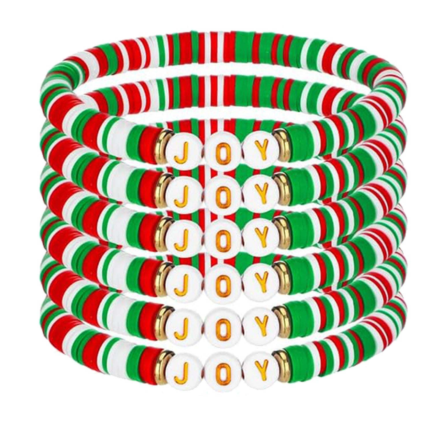 Wholesale 10pcs Red and Green Christmas Theme Clay Beam Bracelet