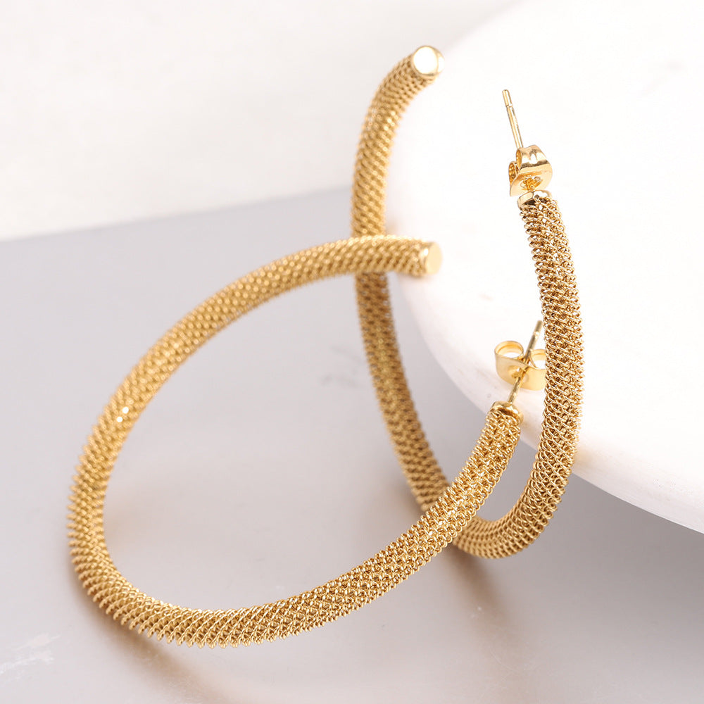 Wholesale C-shaped Stainless Steel 18K Gold Earrings with Openings