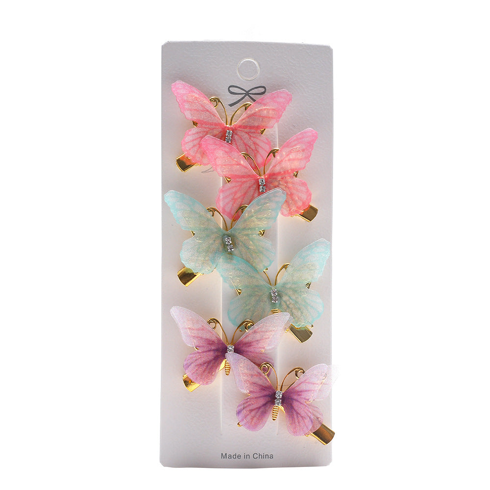 Wholesale Gradient Double Layer Butterfly Cute Pair Clip Fairy Duck Clip Cute Little Princess Hairpin