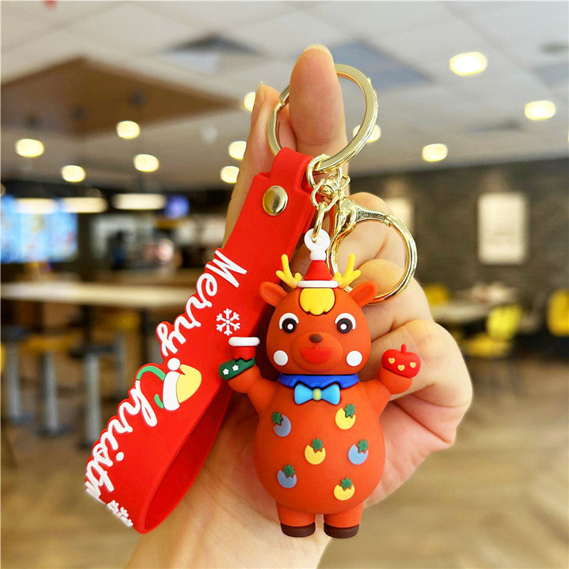 Goma suave al por mayor New Christmas Santa Claus Keychain