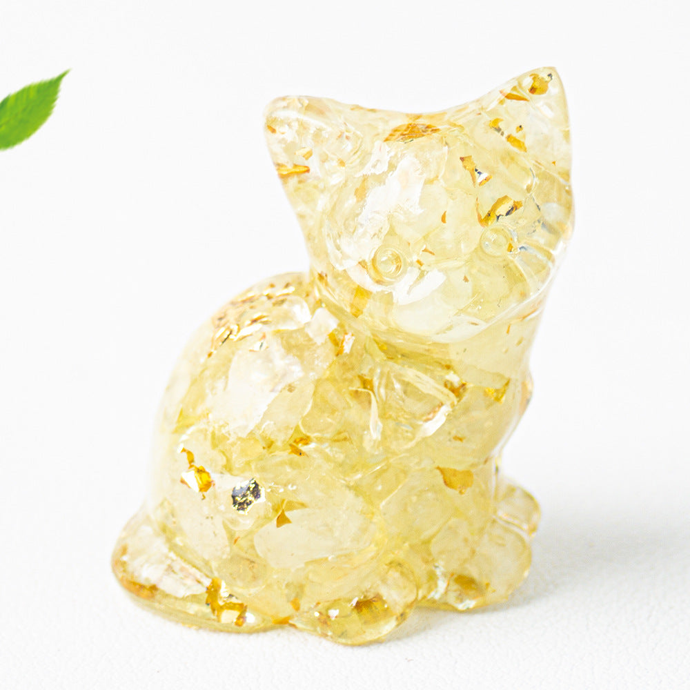 Wholesale Natural crystal gravel cute cat ornaments