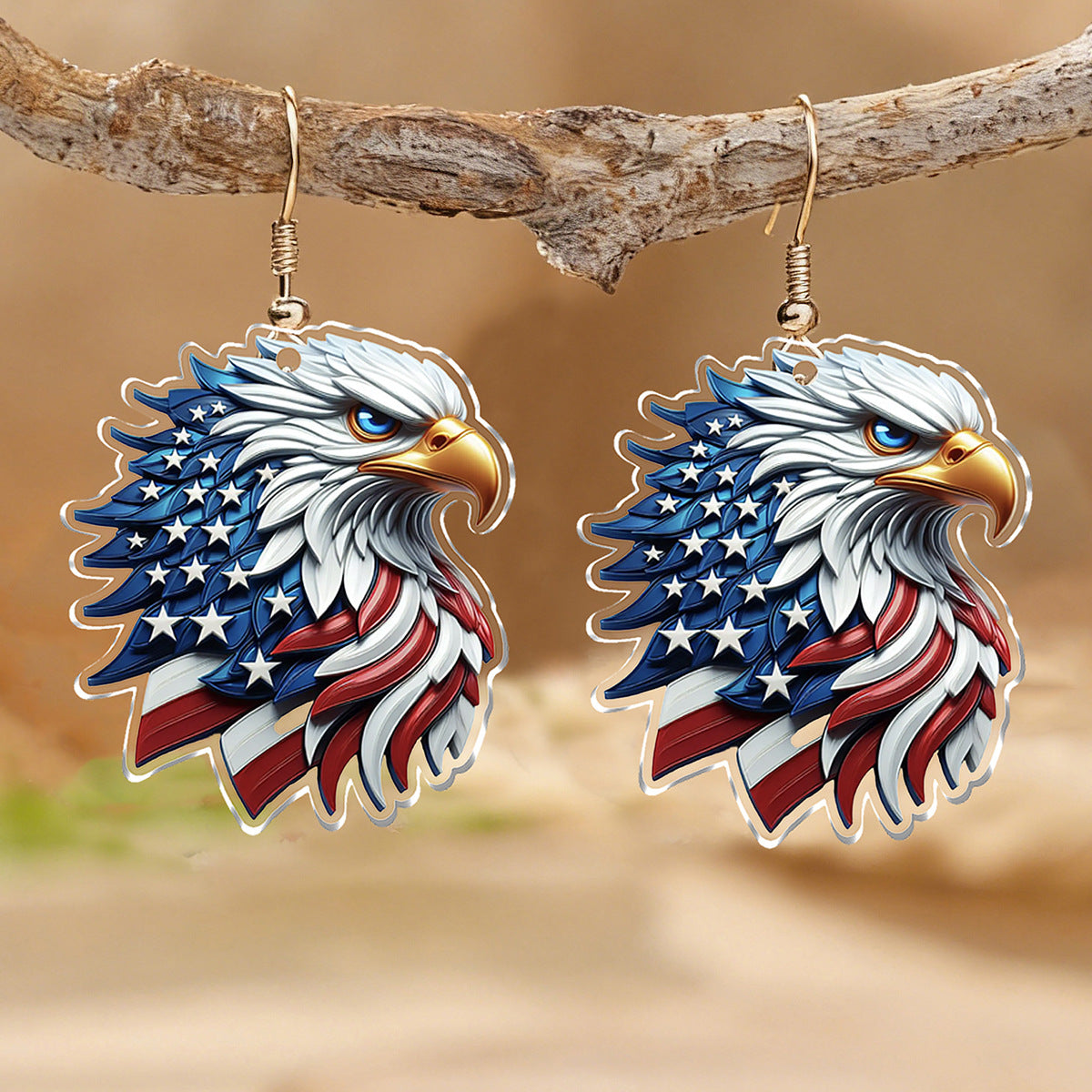 Wholesale Red White Blue Flag Bald Eagle Pendant Earrings