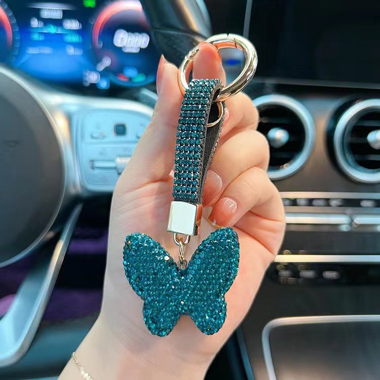 Wholesale Full Diamond Butterfly Set Diamond Ring Car Keychains