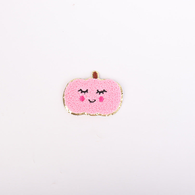 Wholesale Gold Edge  Embroidered Patch Pumpkin Ghost Orange Towel Embroidery DIY Craft Supply For Hats Bags Clothing Accessories