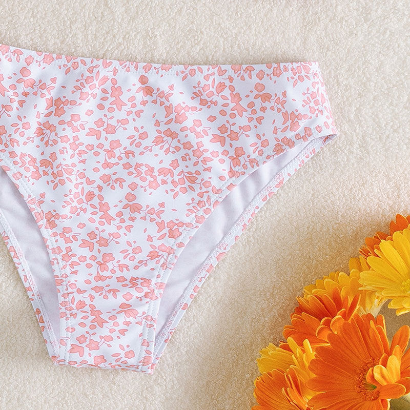 Wholesale Kids V-Neck Cute Split Floral High Waist Swimwear