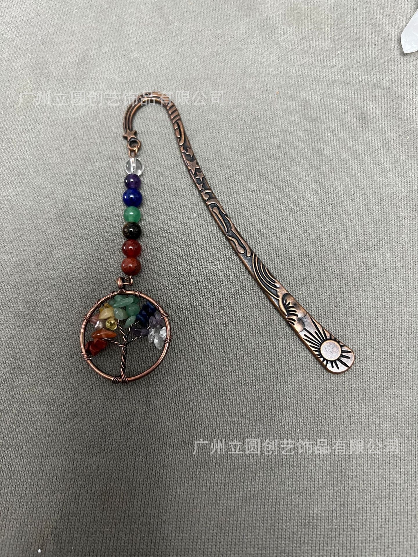 Wholesale Rotate Metal Natural Crystal Stone Learning Stationery Bookmark