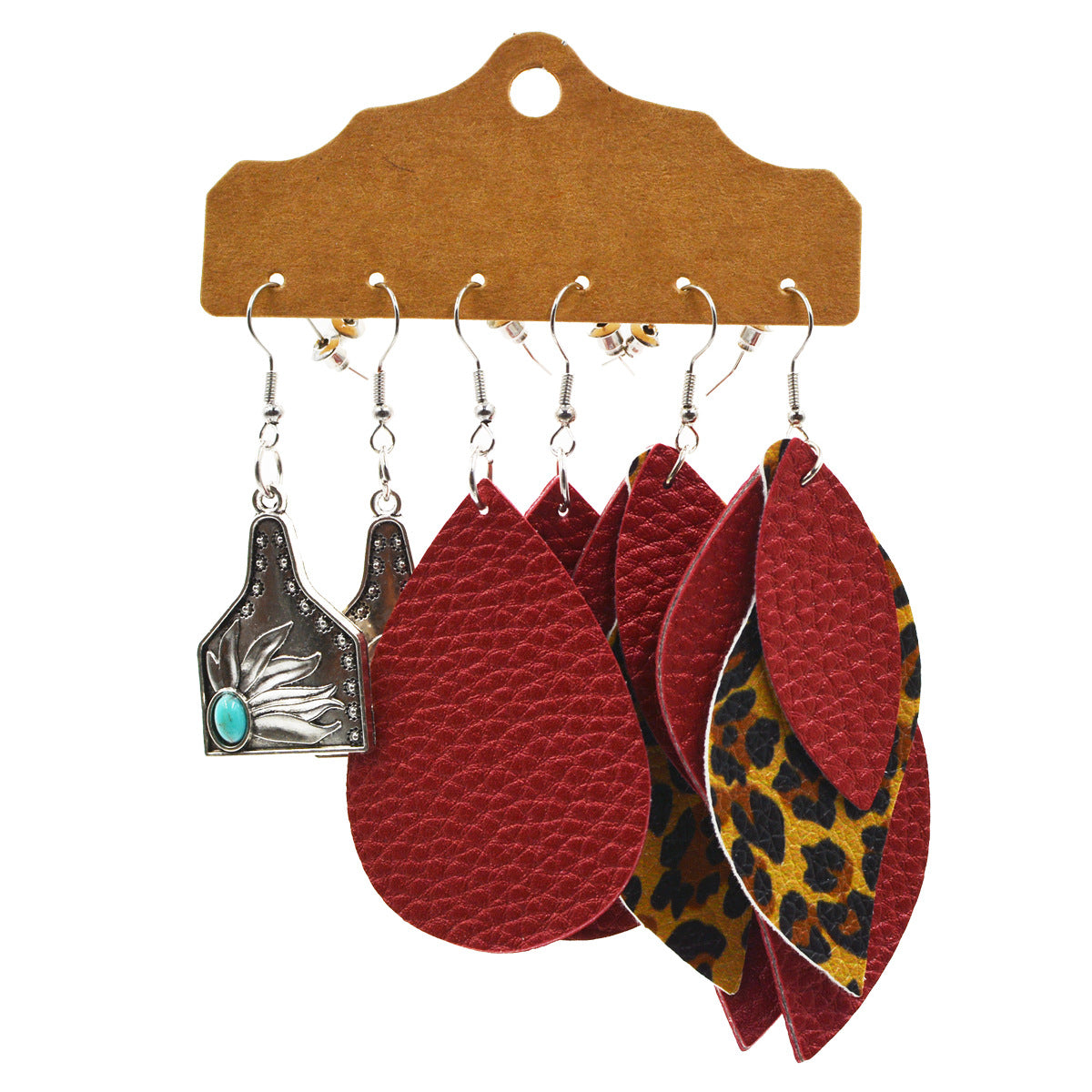 Wholesale Multi-layered Leather Earrings Symmetrical Love Earrings