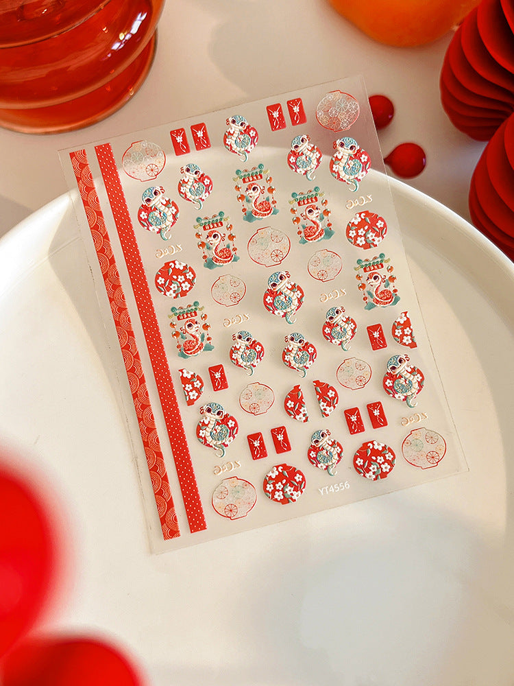 Wholesale Nail Art National Tide Lion Dance Cute Cartoon Relief Stereo Stickers