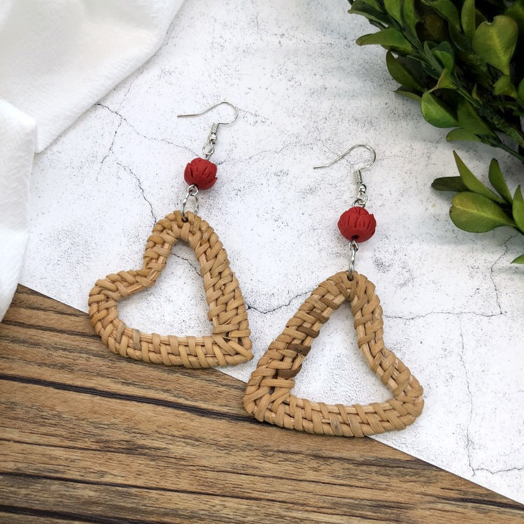 Wholesale Vintage Rattan Weaving Handmade Bohemian Earrings