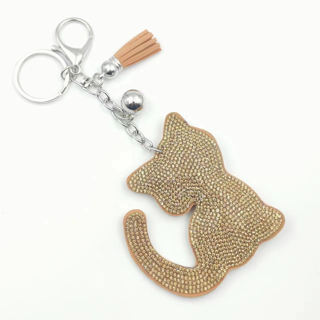 Wholesale  Velvet Diamond Loving Cat Cute Keychain Tassel Small Gift Creative Keychain