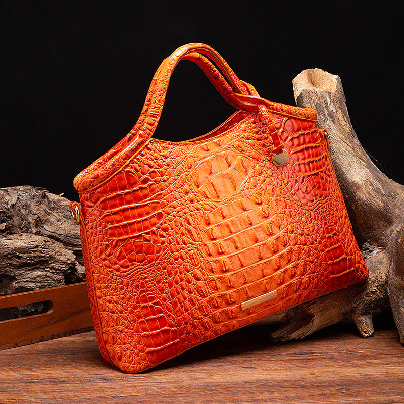 Wholesale PU Hand-held Crossbody Retro Multi-color Three-dimensional Concave and Convex Crocodile Pattern Shoulder Bag