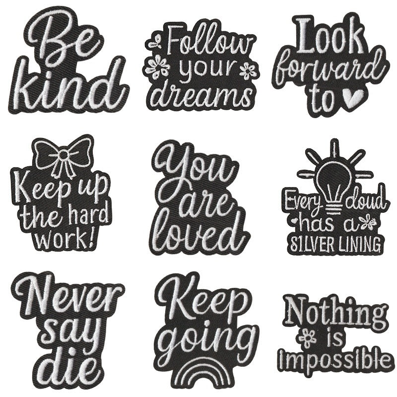 Wholesale Trendy Letter Embroidered Iron On Patches Set Of 9 Stylish DIY Craft Supply For ets Bags Towels