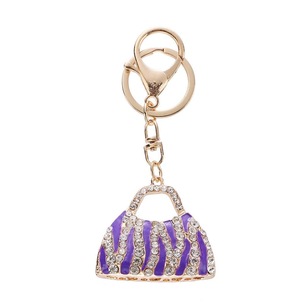 Wholesale Rhinestone Leopard Print Creative Bag Car Keychain