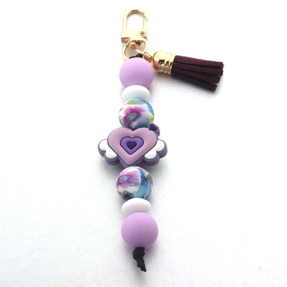 Wholesale New Silicone bead bracelet keychain cow head creative cartoon bag pendant DIY accessories