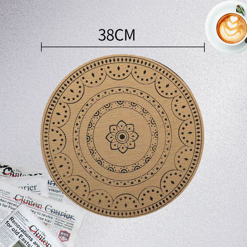 Wholesale Jute Placemats Round Imitation Linen PVC Retro Insulation