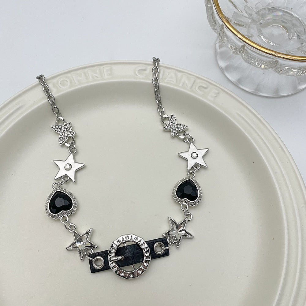 Wholesale Black Diamond Punk Spice Girl Subculture Titanium Steel Necklaces