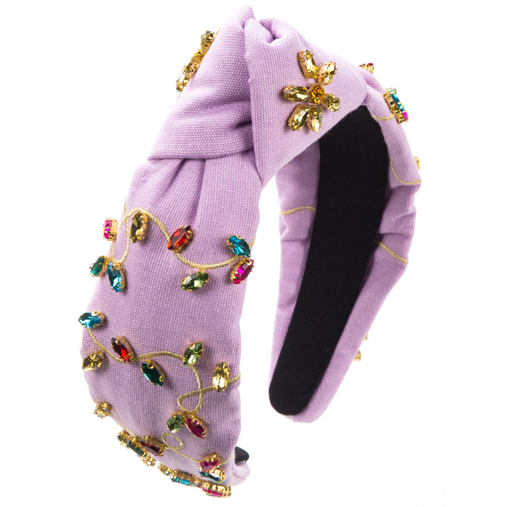 Wholesale Baroque Hand-stitched Glass Diamond Flower Headband