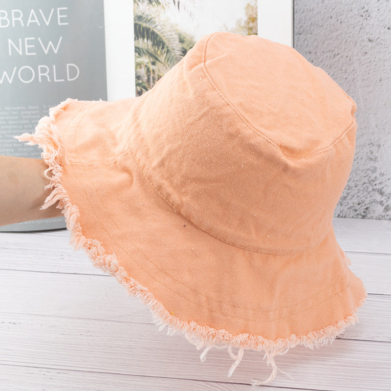 Wholesale Vintage Raw Edge Sunshade Bucket Hat