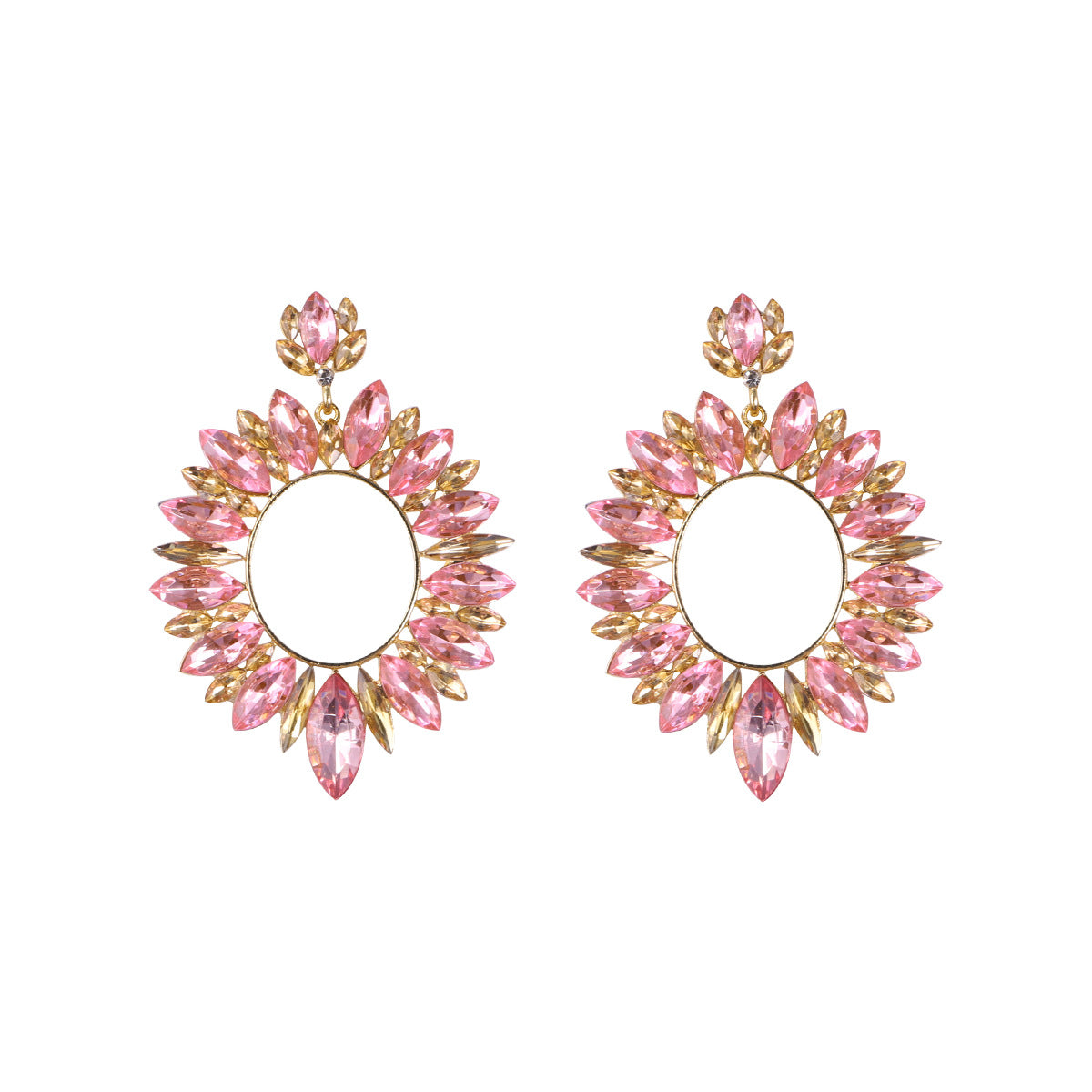 Wholesale Super Sparkling Round Banquet Alloy Diamond Earrings