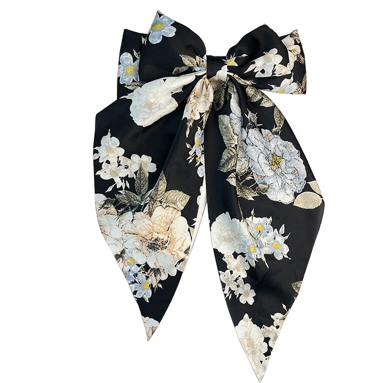 Wholesale Retro Camellia Red Big Bow Long Floating Hair Clip