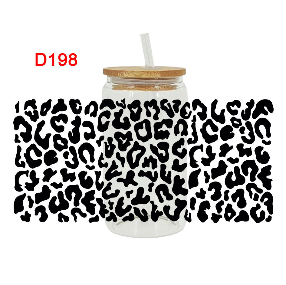 Wholesale Black and white cow pattern  16oz Cup UV DTF Wraps