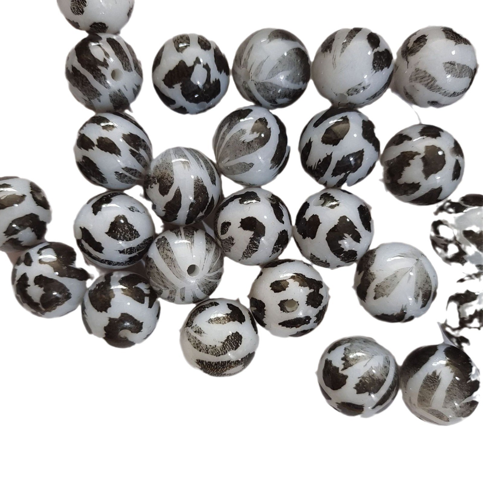 Wholesale 5pcs 20mm Acrylic Cute White Leopard Print Beads