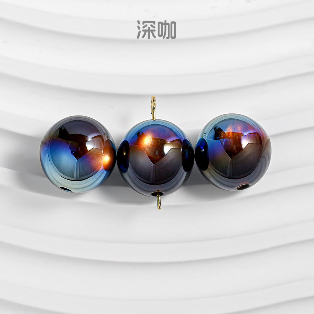 Wholesale 50pcs/1pack Autumn and Winter Versatile Cat Eye Straight Hole Through-hole DIY Resin Beads