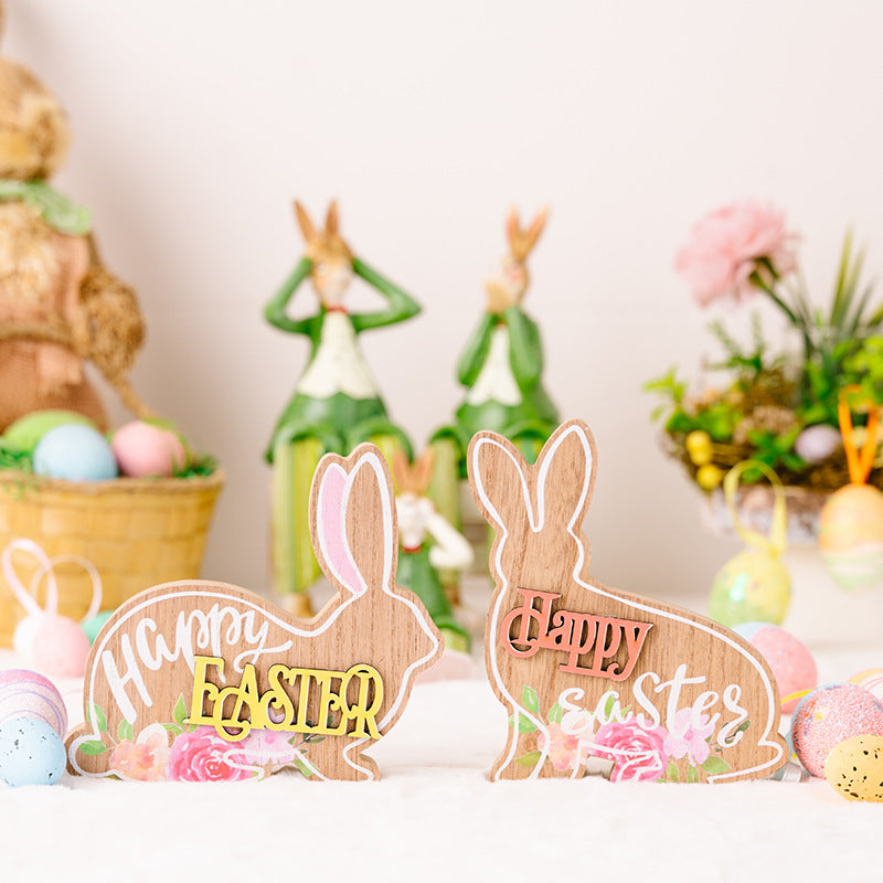 Wholesale of Easter Wooden Rabbit Decorations